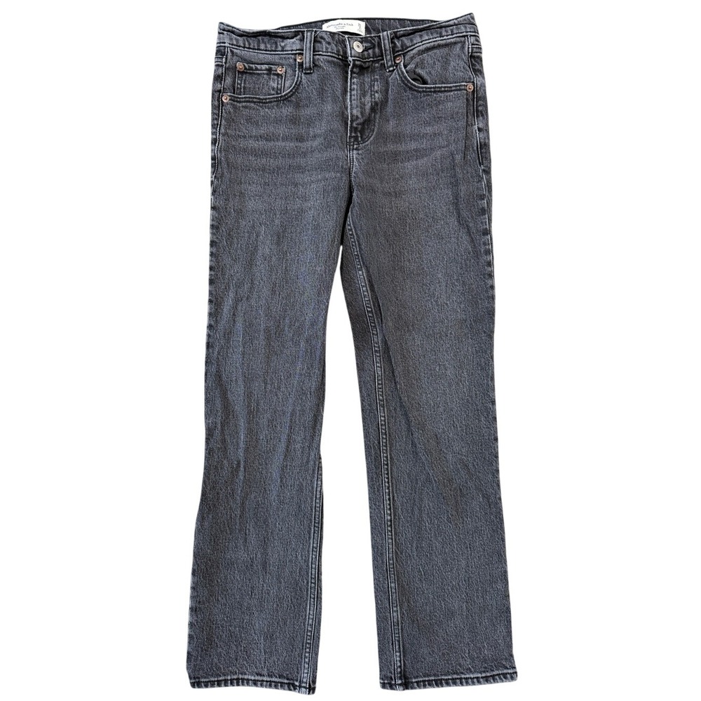 Abercrombie The Straight Jean Washed Black Size 26 Short Mid Rise Stretch